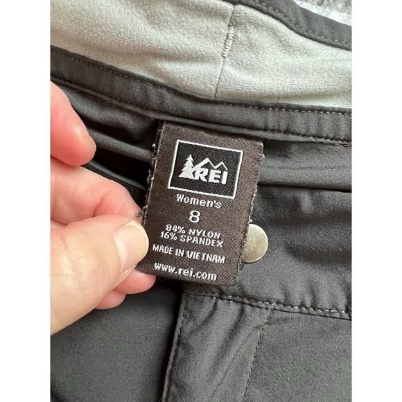REI Cinque Terre Pants Sz 8 Gray Classic Fit Stretch Hiking Outdoor Roll Up Legs - Picture 6 of 11